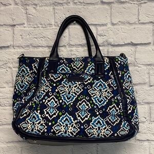 Vera Bradley Trapeze Tote handbag in the "Ink Blue" retired pattern